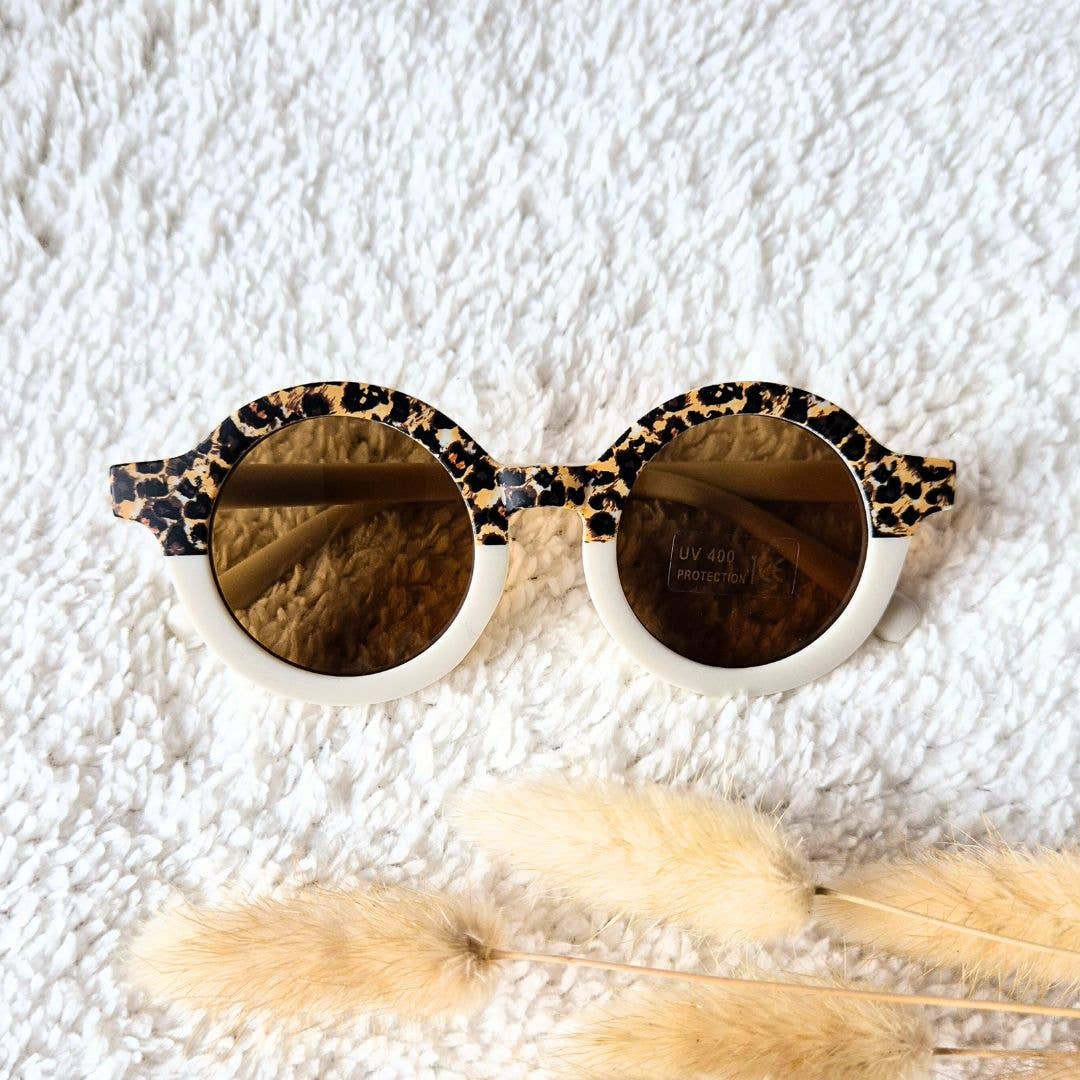 Sunglasses UV400 round - White / Leopard