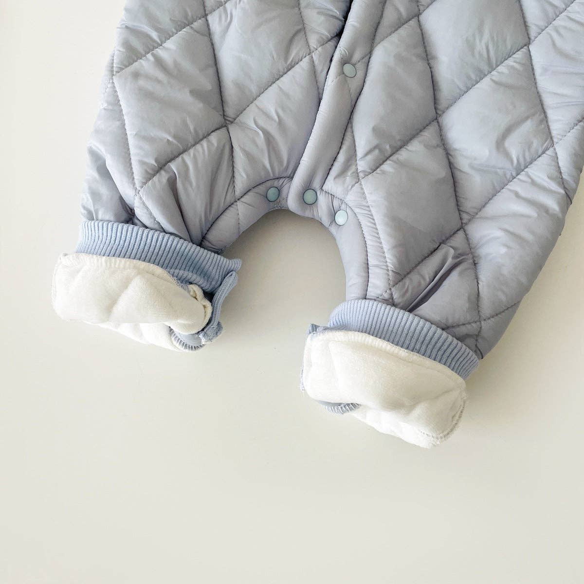 Baby Solid Color Quilted Long Sleeve Jumpsuit