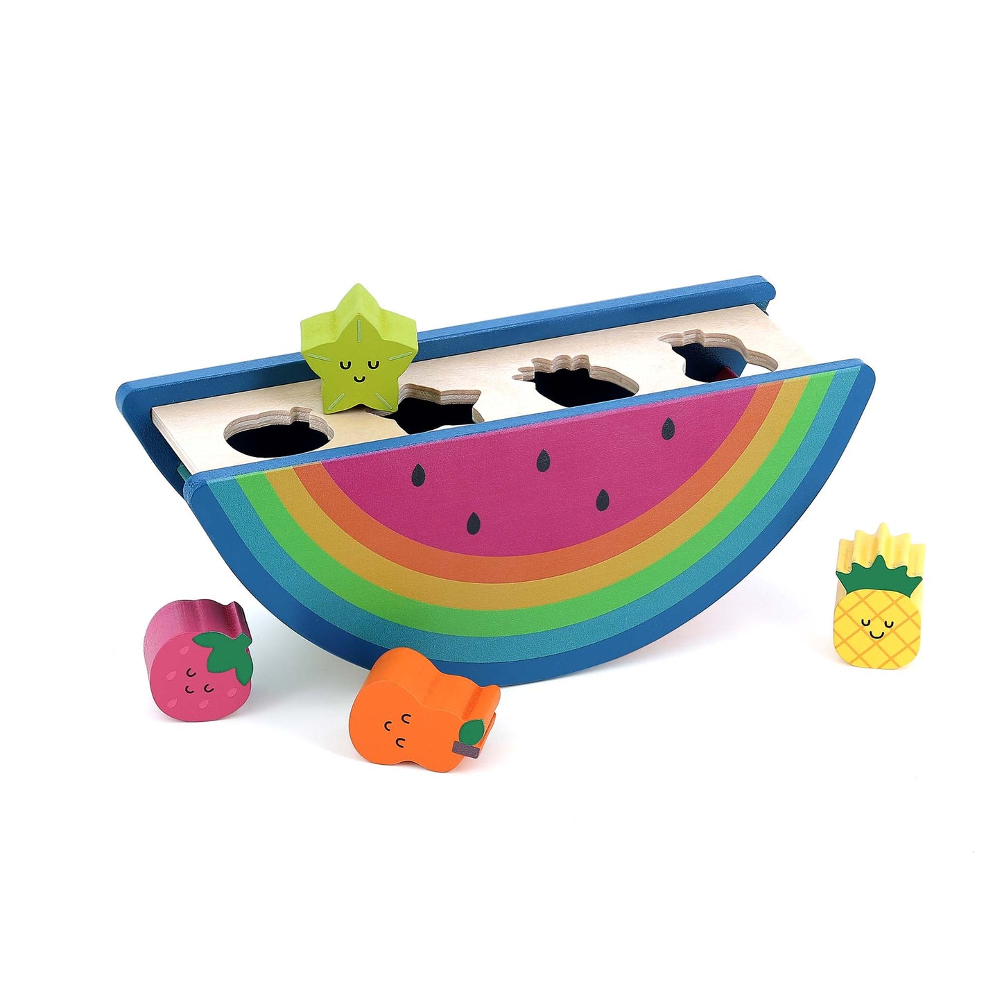 Hippychick - Vilac - Wooden Watermelon & Fruits Shape Sorter