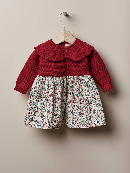Baby Girl - Knitted / Floral Dress | Merino Wool |