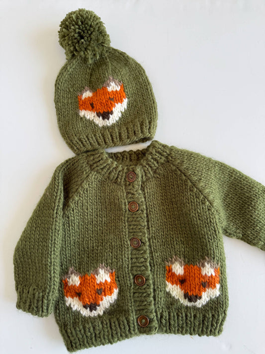 Baby Cardigan - Figgy Friends - Fox Cardigan