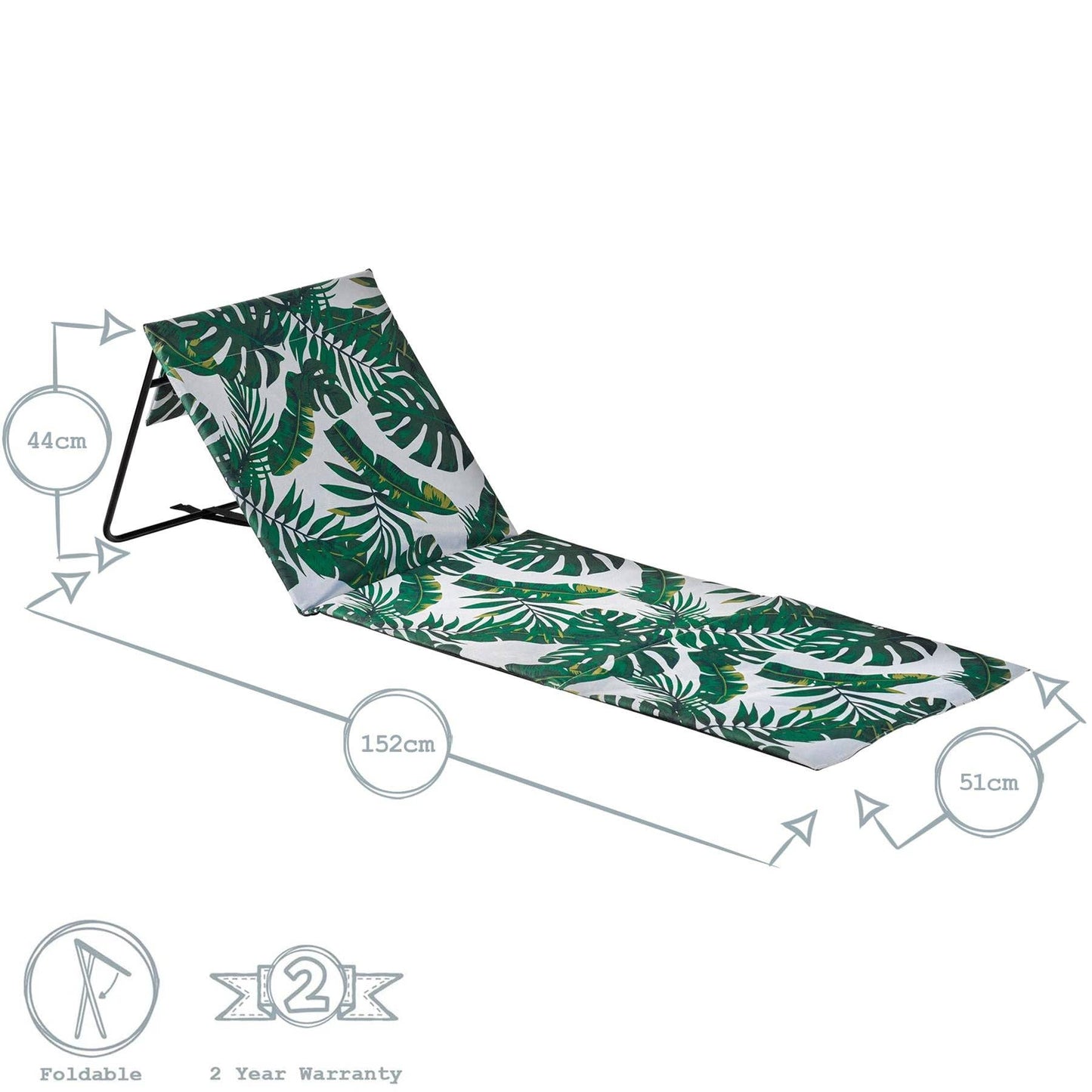 Folding Beach Lounger - Banana Leaf