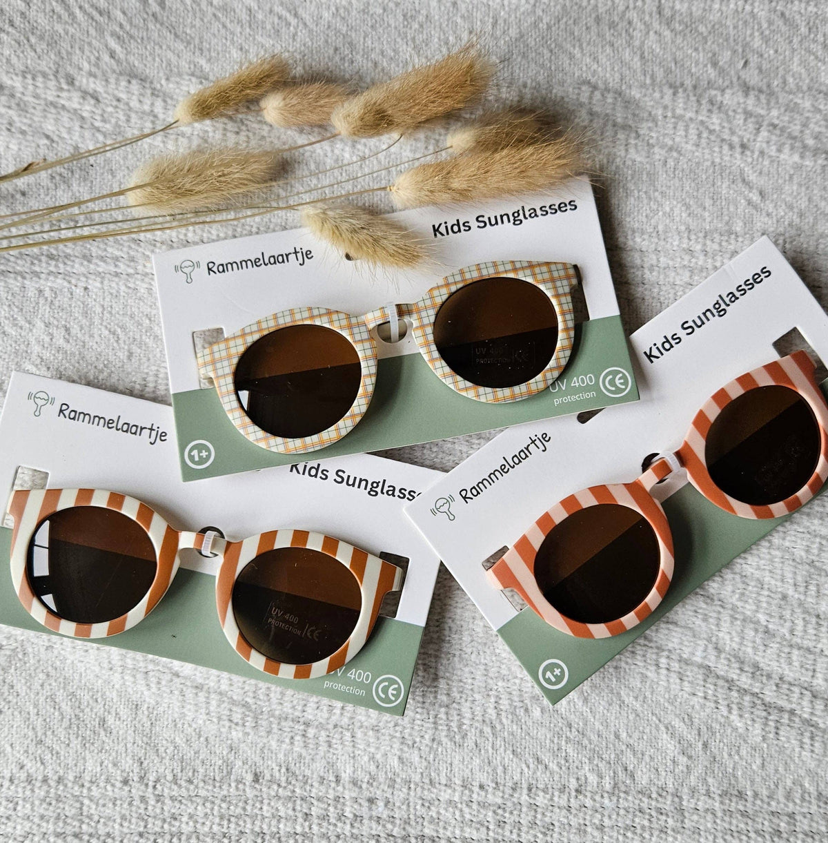 Sunglasses UV400 striped - Beige/Camel