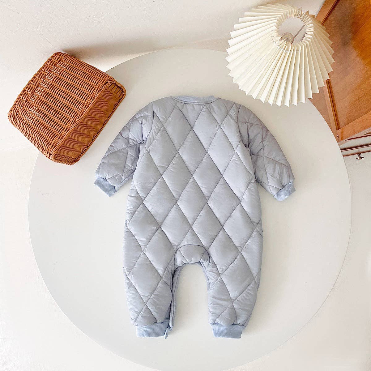 Baby Solid Color Quilted Long Sleeve Jumpsuit