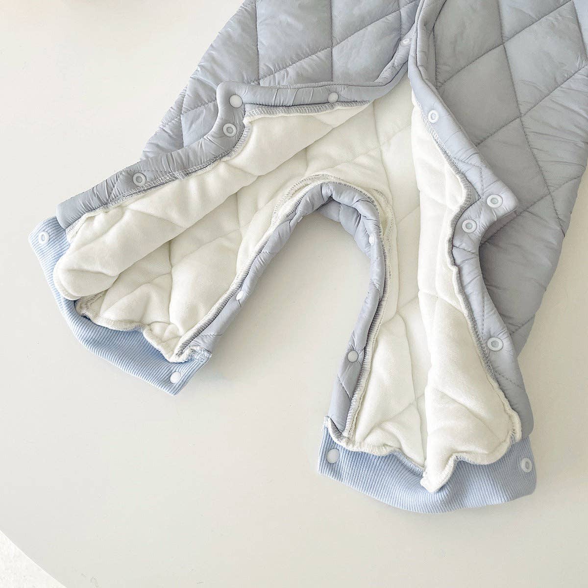 Baby Solid Color Quilted Long Sleeve Jumpsuit