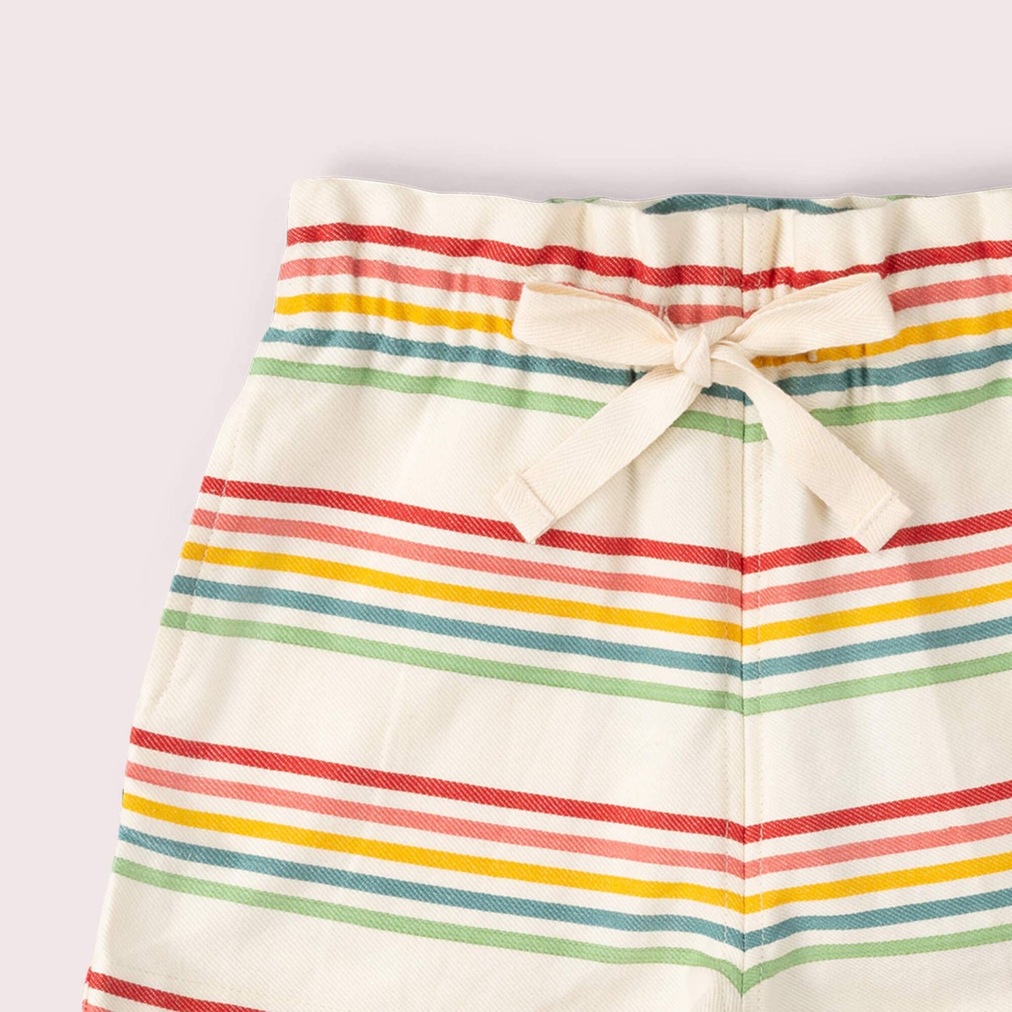 Cream Rainbow Striped By The Sea Twill Shorts - Little Green Radicals -