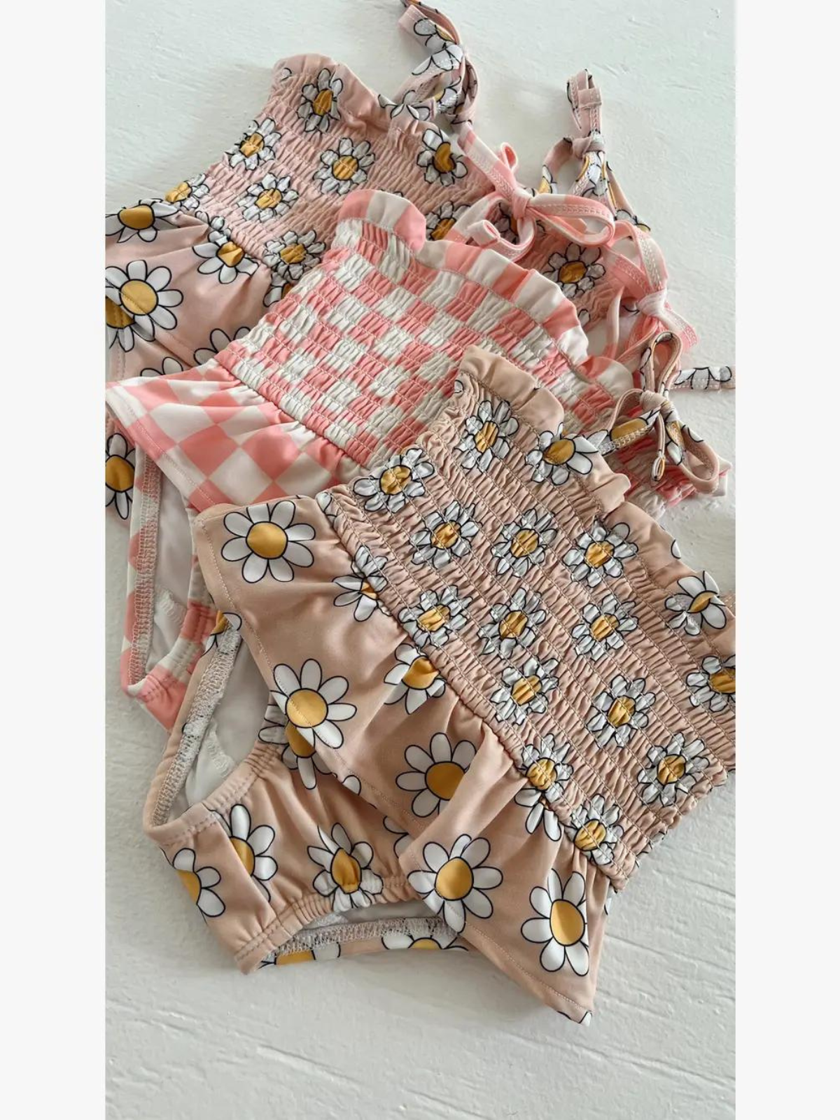 Childrens Swim - SIIX Collection - Daisy Pop Biscotti Swimsuit / UPF 50+