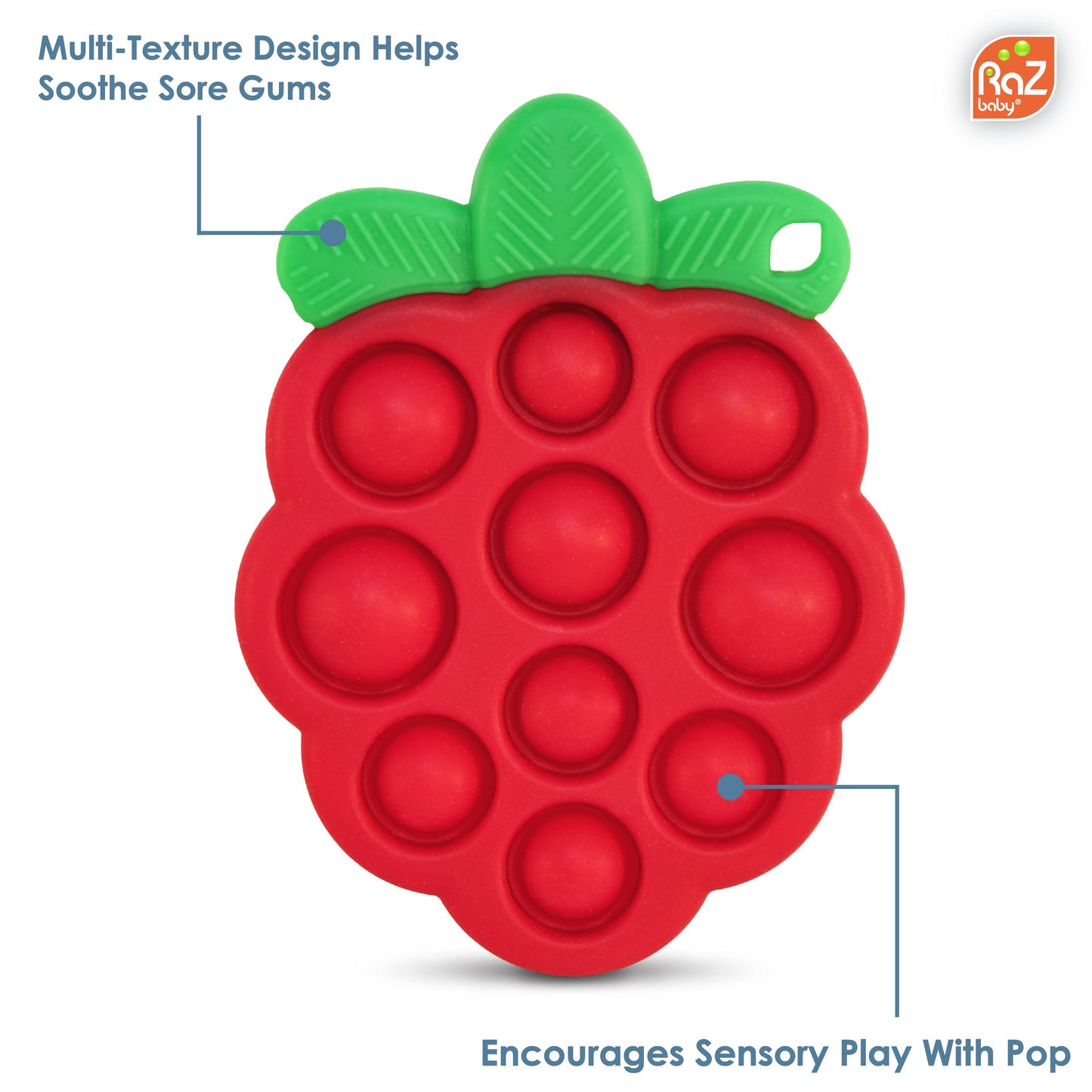 RAZBERRY POP TEETHER RED ON 12 UNIT CLIP STRIP