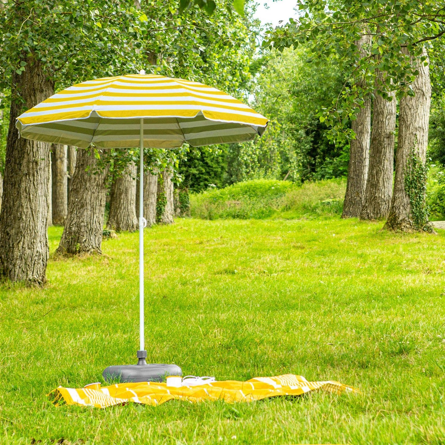 Yellow Stripe 1.8m Metal Beach Parasol - Harbour Housewar