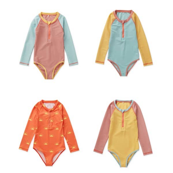 Grass & Air - Sun Print Kids Long Sleeve Swimsuit