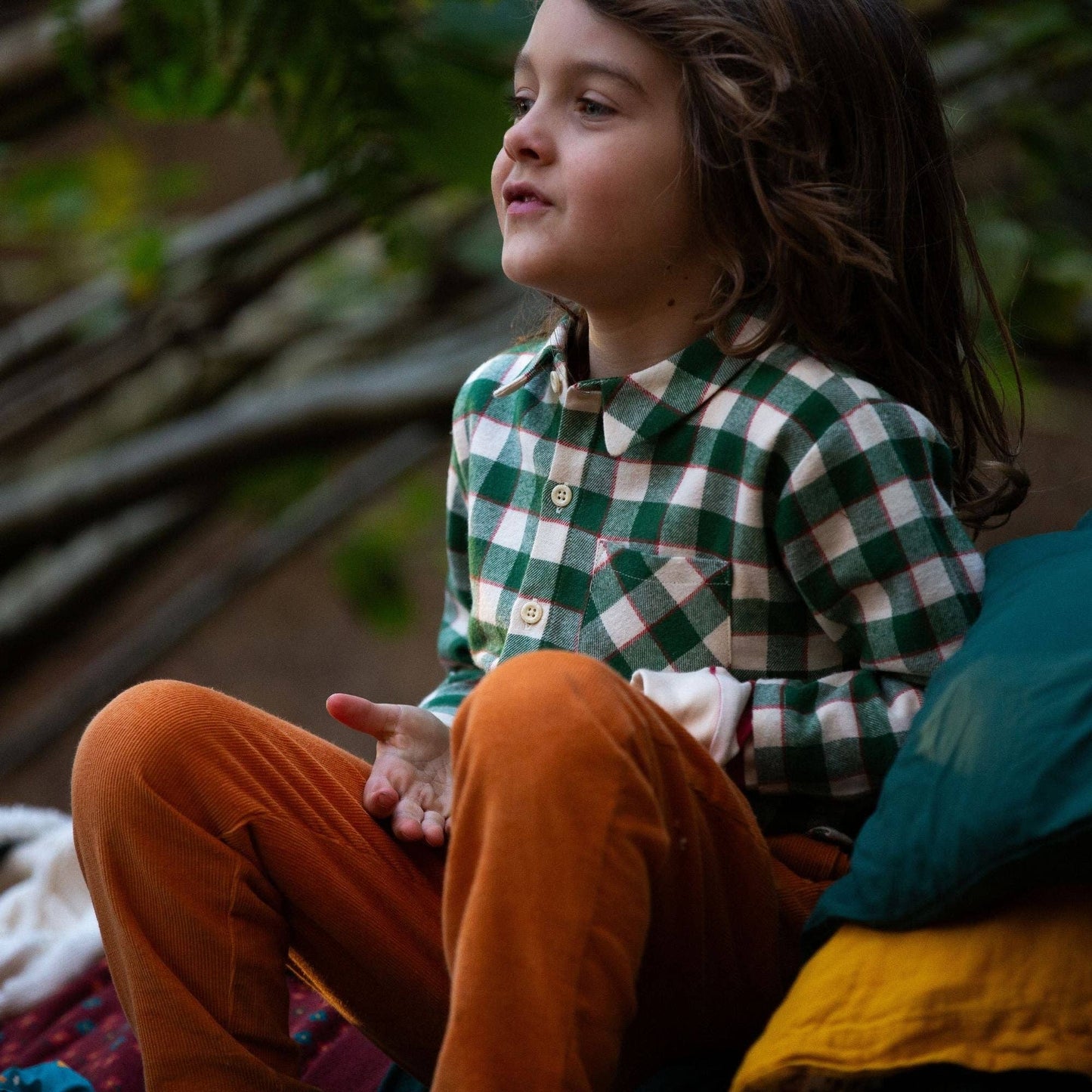 Check Long Sleeve Shirt - Little Green Radicals - Fern Green