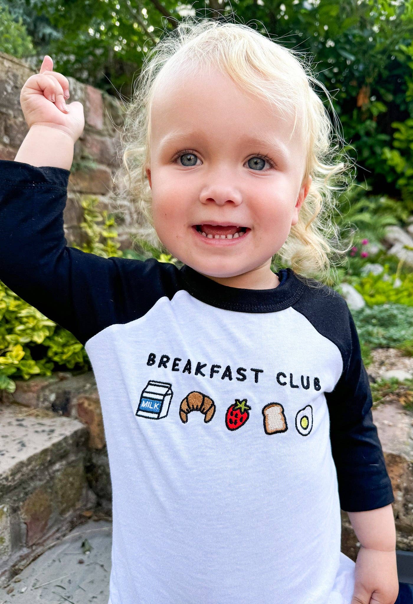 Childrens Tee - Morning Club Clothing - Breakfast Club Embroidered Micro Rib 3/4 Sleeve