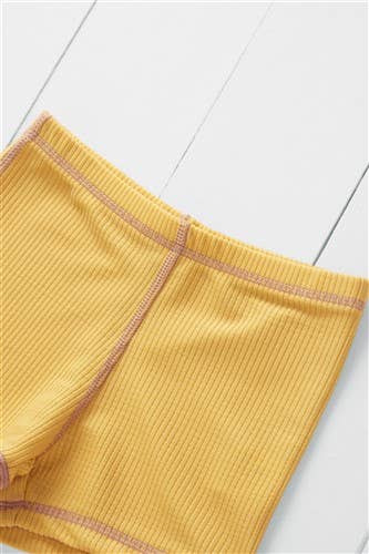 Grass & Air - Ochre Ribbed Kids Shortie Swim Shorts