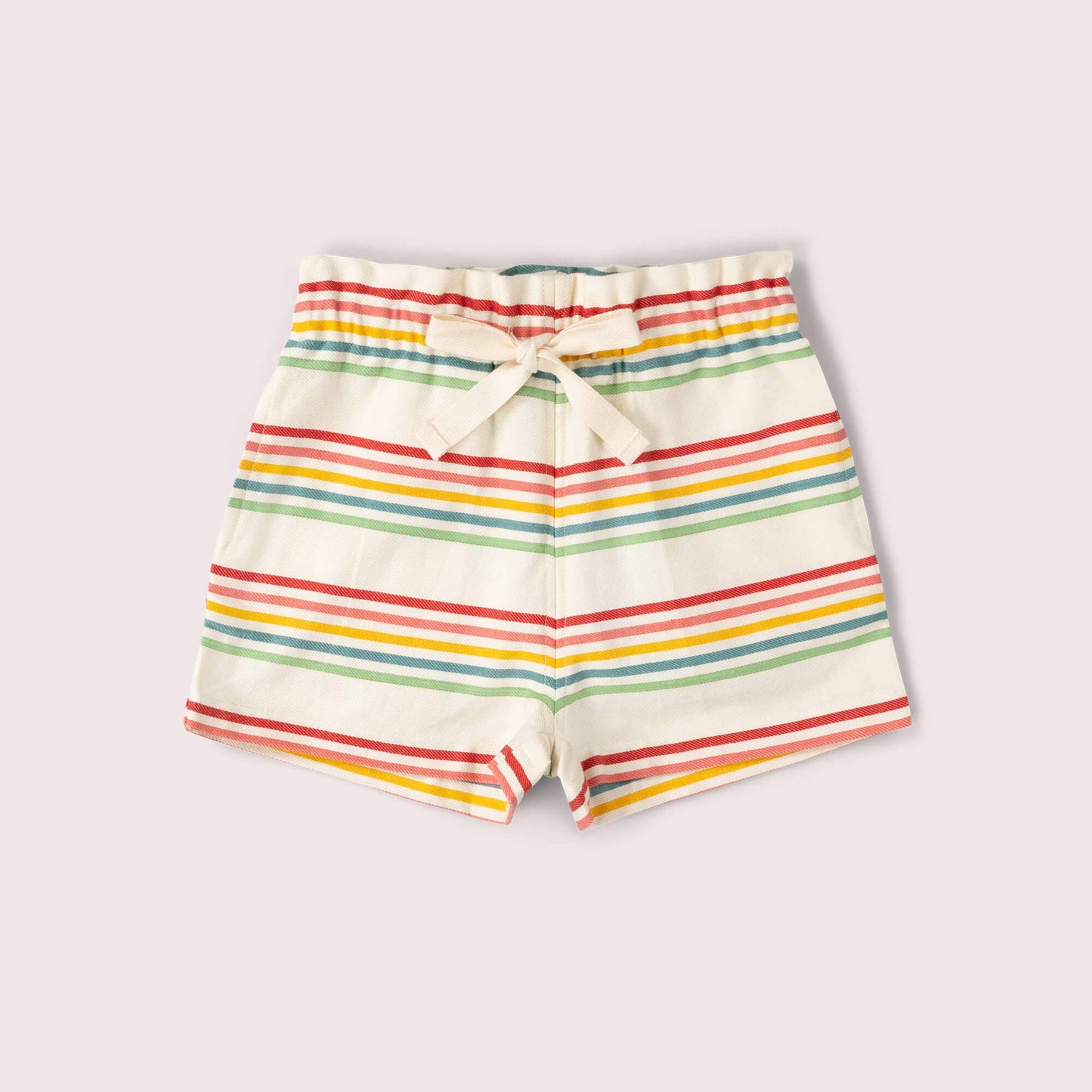 Cream Rainbow Striped By The Sea Twill Shorts - Little Green Radicals -