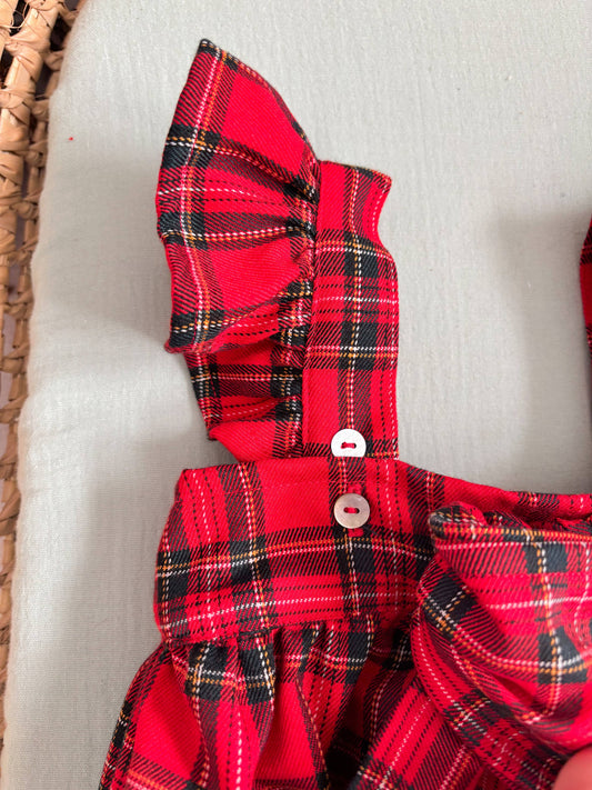 Baby & Child - Red Tartan Straps Bow