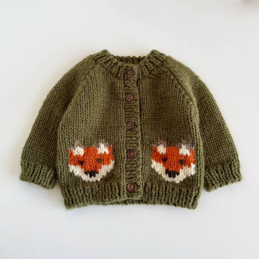 Baby Cardigan - Figgy Friends - Fox Cardigan