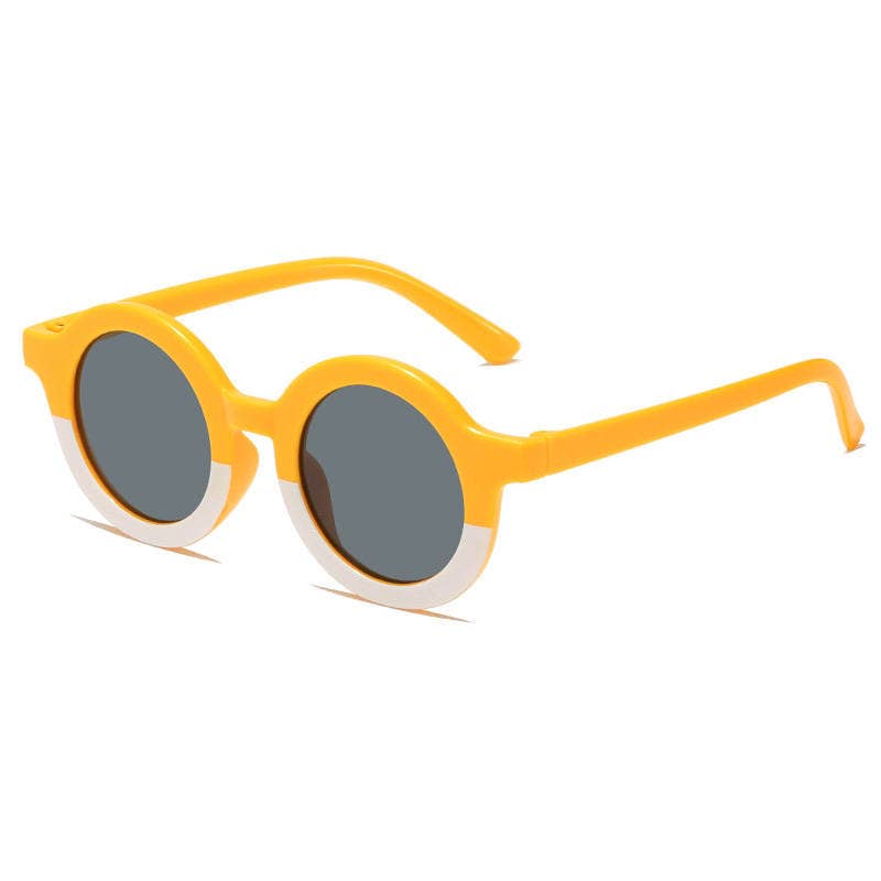 Sunglasses UV400 round - Ocher yellow/White