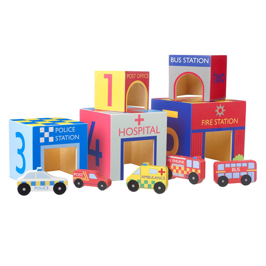 Wooden Emergency Services Stacking Cubes