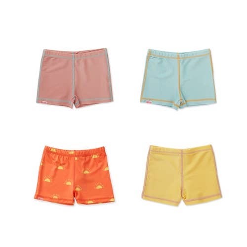 Grass & Air - Ochre Ribbed Kids Shortie Swim Shorts
