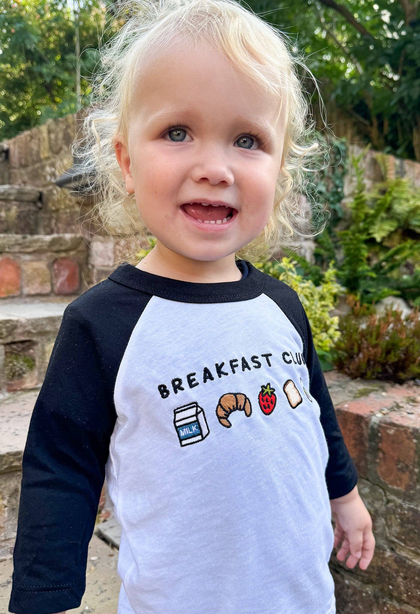 Childrens Tee - Morning Club Clothing - Breakfast Club Embroidered Micro Rib 3/4 Sleeve