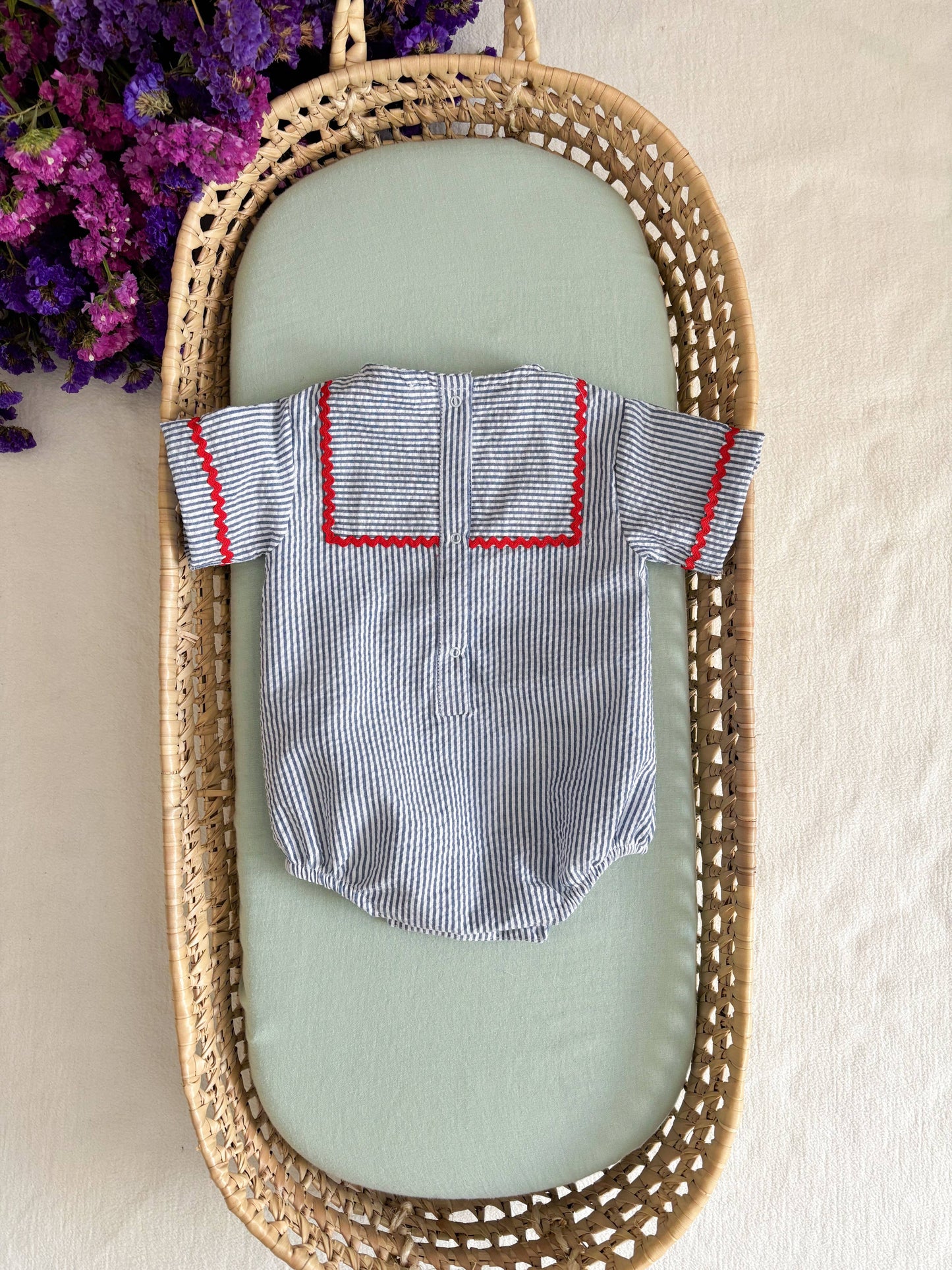 Baby & Child - Fluffy Blue Stripe Red Zigzag