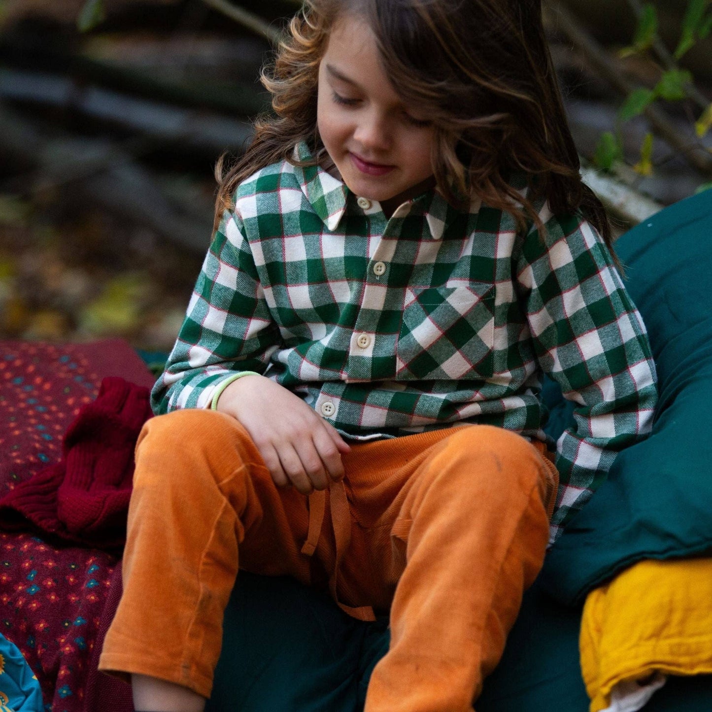 Check Long Sleeve Shirt - Little Green Radicals - Fern Green