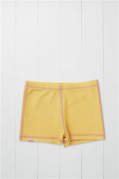Grass & Air - Ochre Ribbed Kids Shortie Swim Shorts