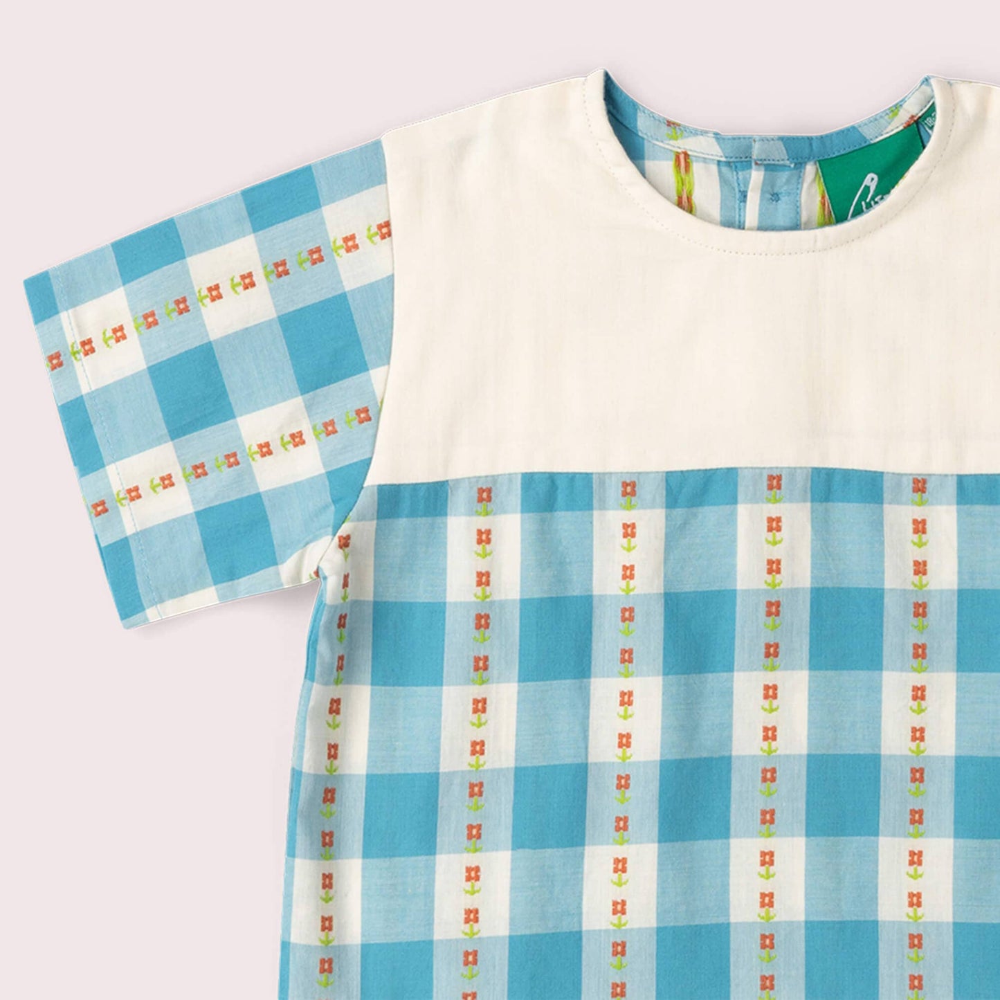 Blue Flowers Loose Fit Short Sleeve Henley Top - Little Green Radicals