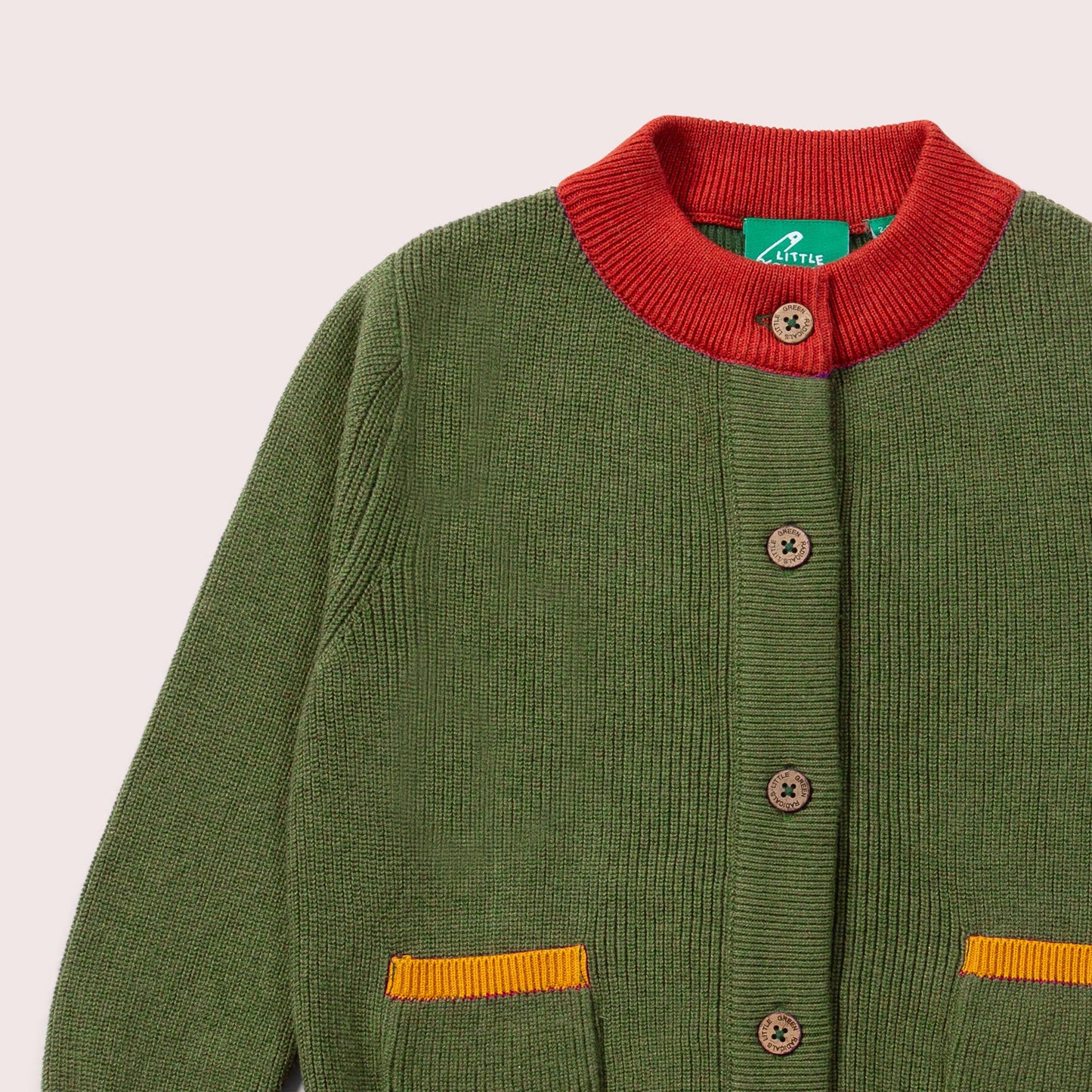 Cardigan - Little Green Radicals - From One To Another Elm Green Colour Block