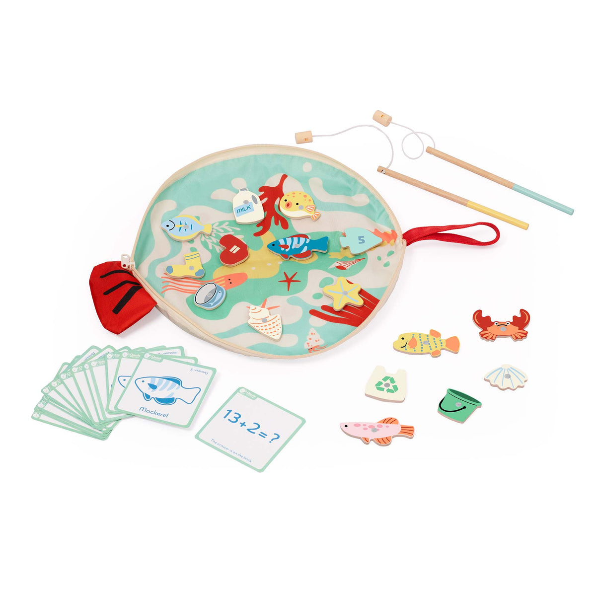 Classic World Magnetic Wooden FSC Fishing Game inc Carry Bag