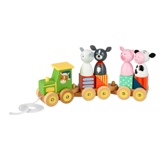 Wooden Farm Animal Puzzle Train