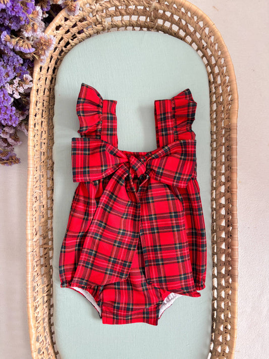 Baby & Child - Red Tartan Straps Bow
