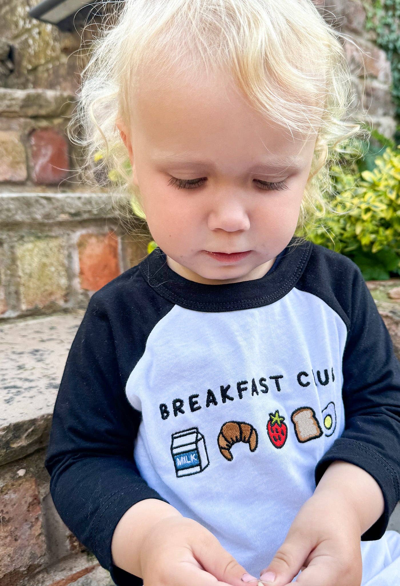 Childrens Tee - Morning Club Clothing - Breakfast Club Embroidered Micro Rib 3/4 Sleeve