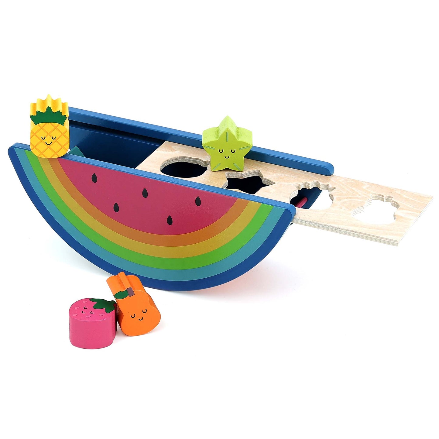 Hippychick - Vilac - Wooden Watermelon & Fruits Shape Sorter
