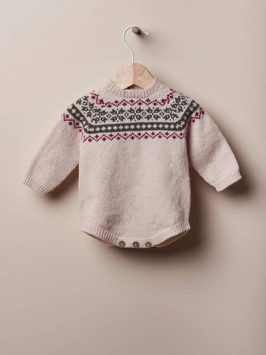 Baby Knitted Christmas shortie with jacquard | Merino Wool |