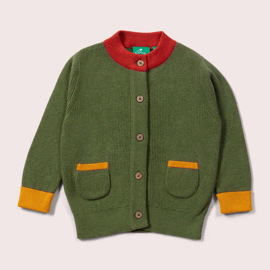 Cardigan - Little Green Radicals - From One To Another Elm Green Colour Block