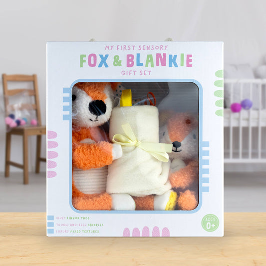 Make Believe Ideas - Sensory Snuggables My First Sensory Fox and Blankie Gift Set