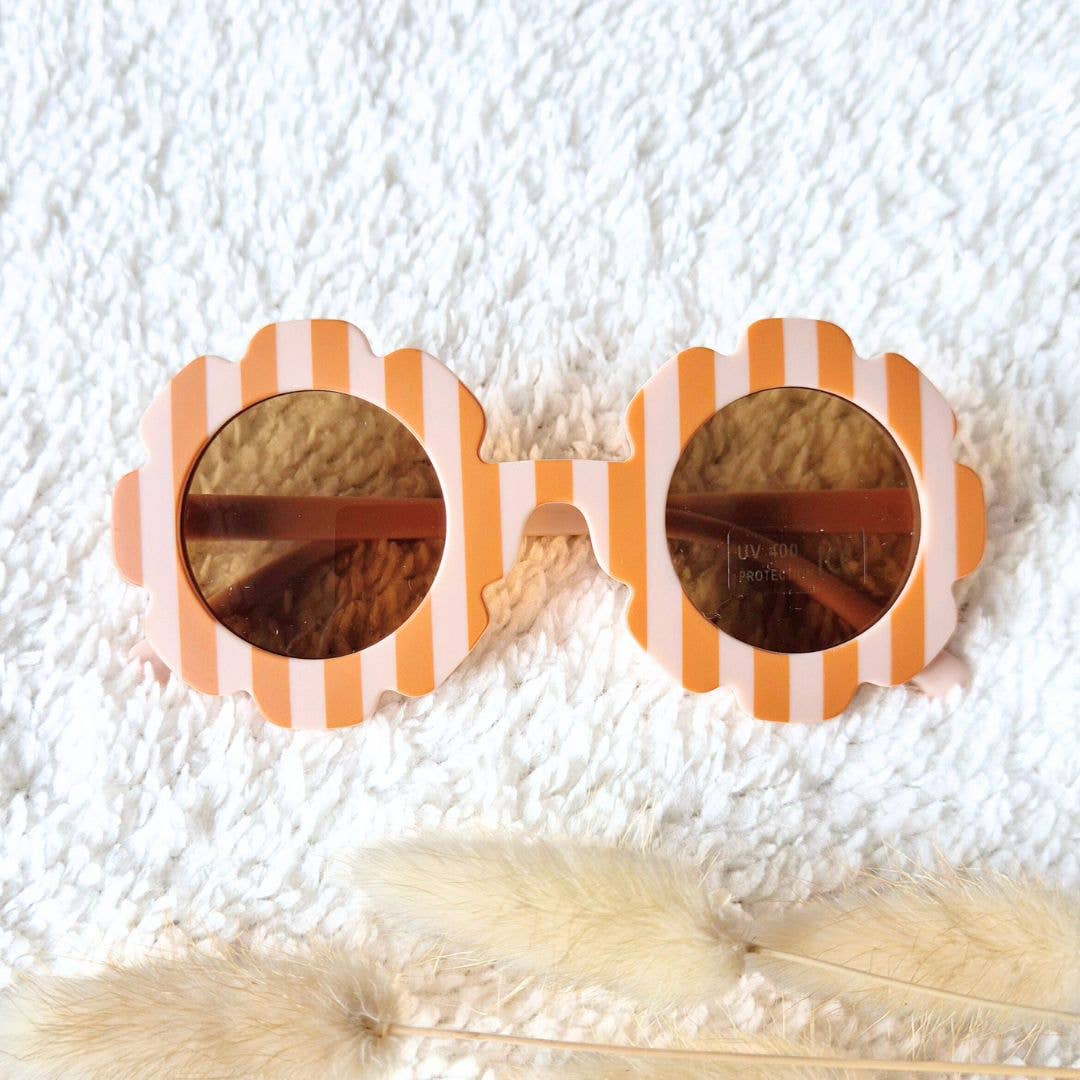 Sunglasses UV400 flower - Striped Camel / Soft Pink