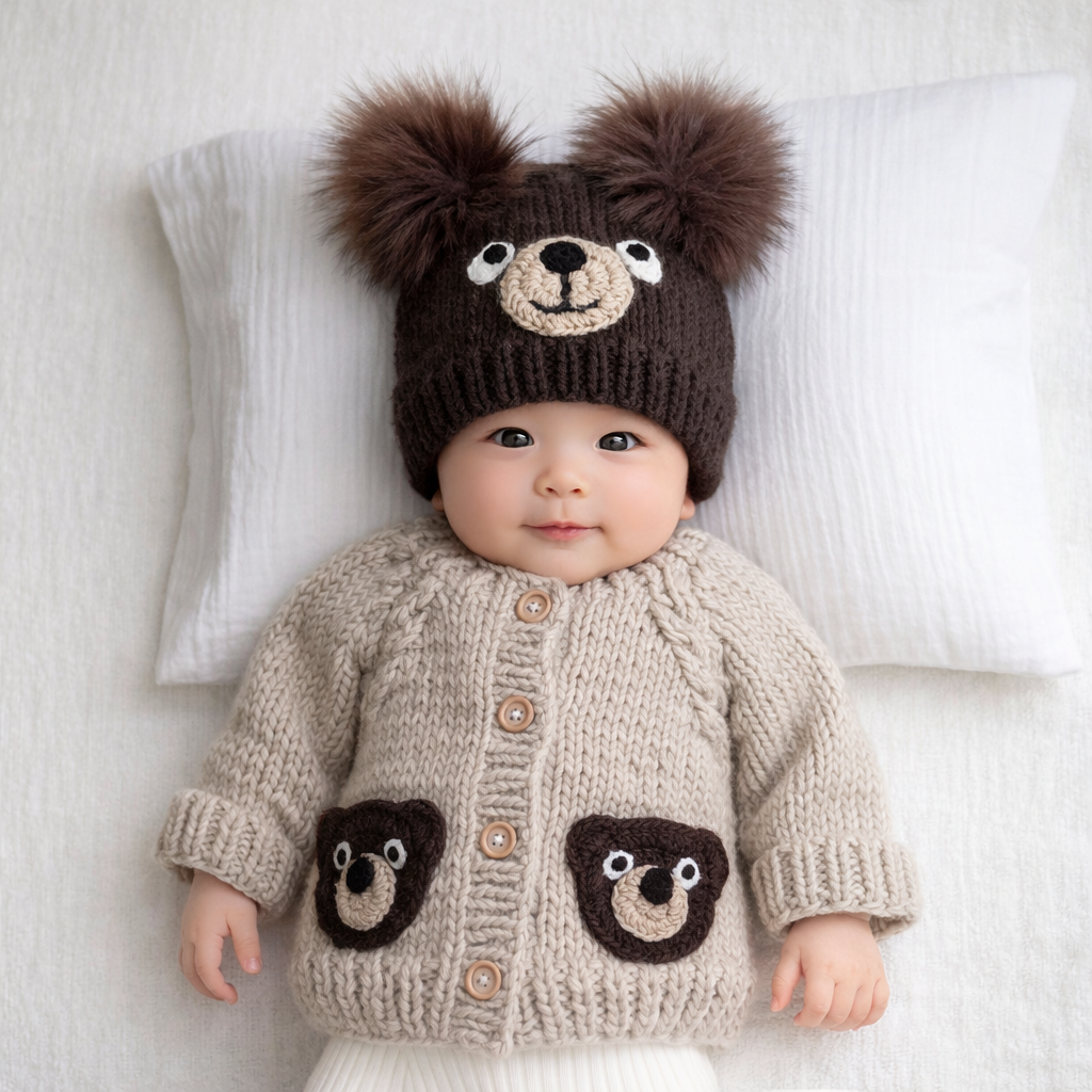 Baby & Child Bear Hand Knit Cardigan