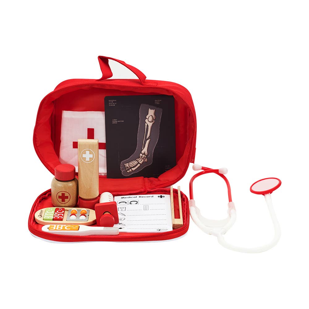 Hippychick - Classic World Red Doctor Set – Wooden Pretend Play