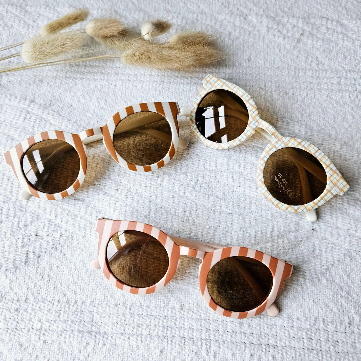 Sunglasses UV400 striped - Beige/Camel
