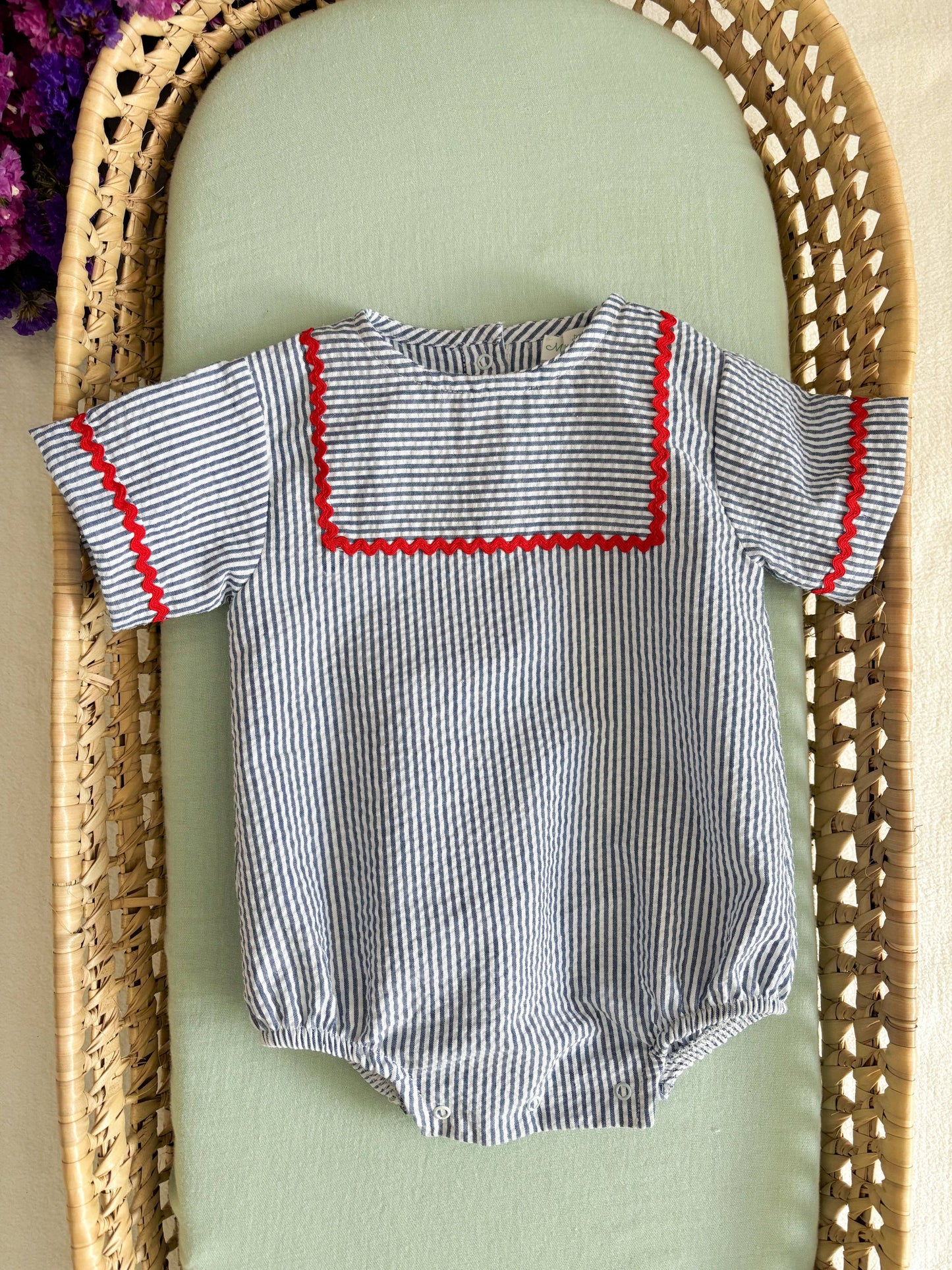 Baby & Child - Fluffy Blue Stripe Red Zigzag