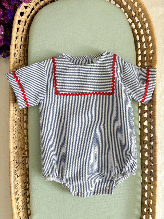 Baby & Child - Fluffy Blue Stripe Red Zigzag