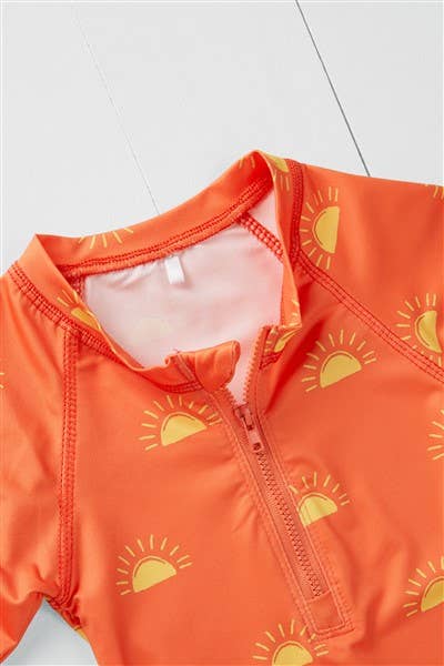 Grass & Air - Sun Print Kids Long Sleeve Swimsuit