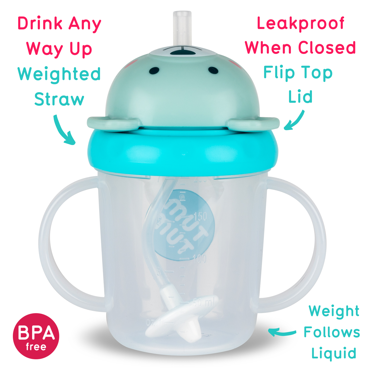 Hippychick - Tum Tum Tippy Up Cup - Boris Bear with Weighted Straw 200ml