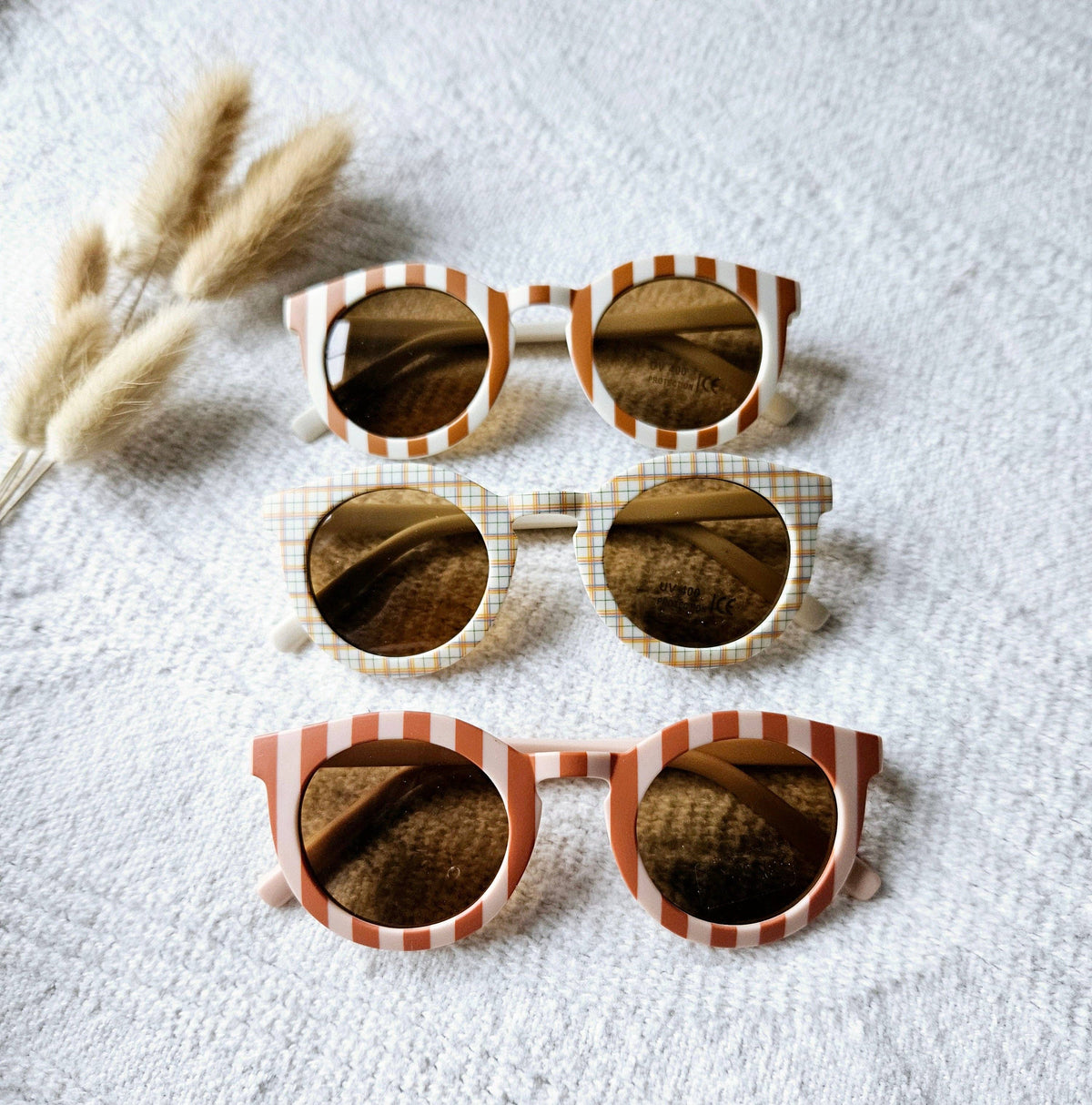 Sunglasses UV400 striped - Beige/Camel