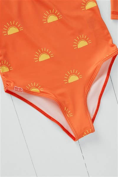 Grass & Air - Sun Print Kids Long Sleeve Swimsuit
