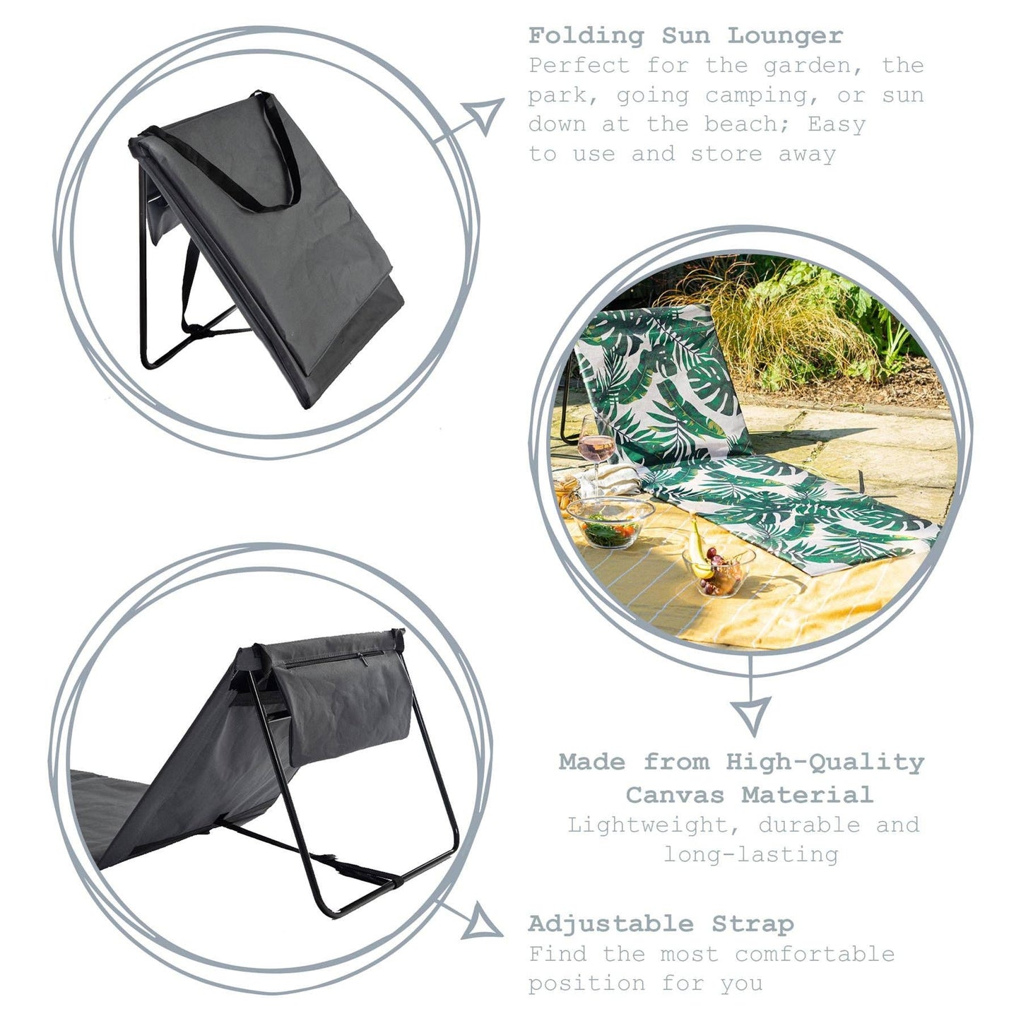 Folding Beach Lounger - Banana Leaf