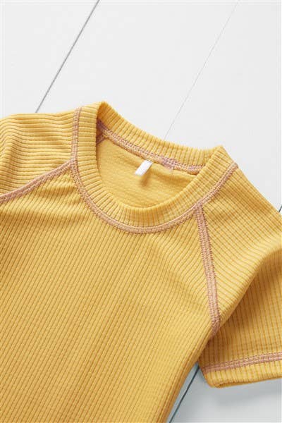 Grass & Air - Ochre Ribbed Kids Rash Vest