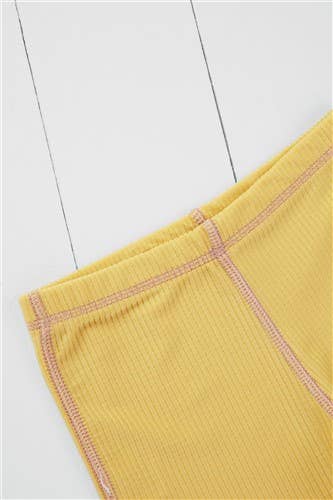 Grass & Air - Ochre Ribbed Kids Shortie Swim Shorts